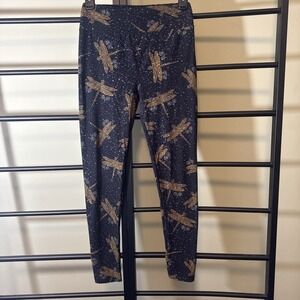LuLaRoe‎ Dragonfly Print Leggings Black Yoga Pants Stretch One Size